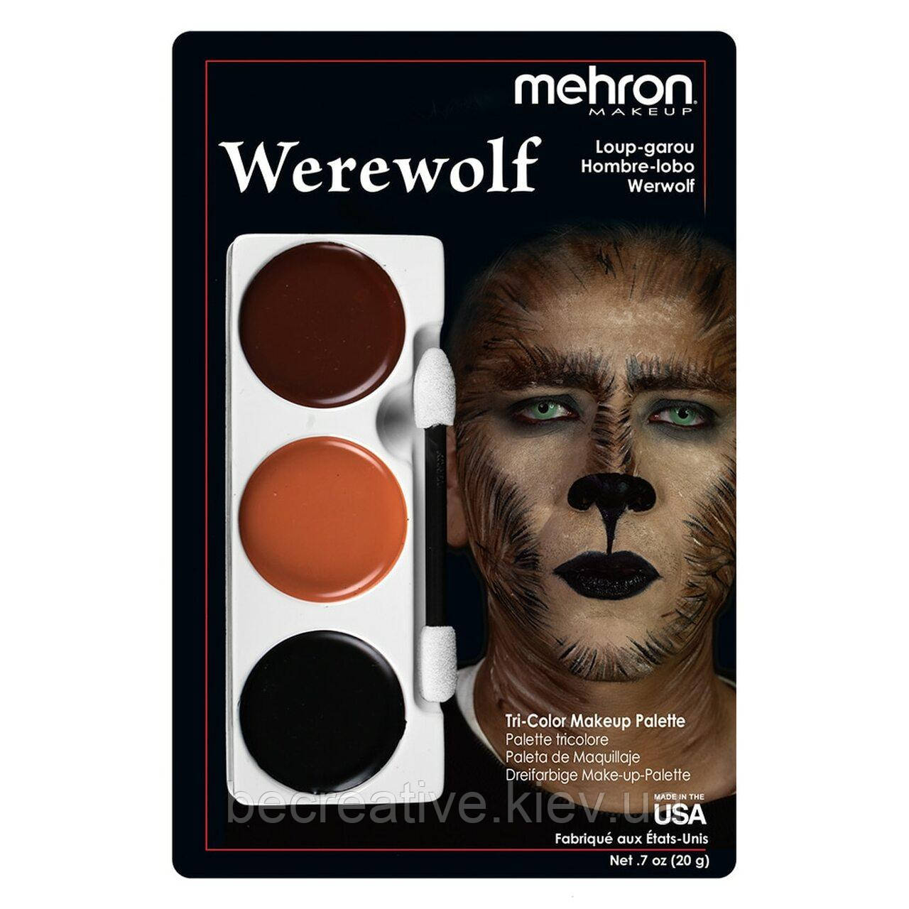 Набір театрального гриму Mehron Tri-Color Makeup Palette Werewolf