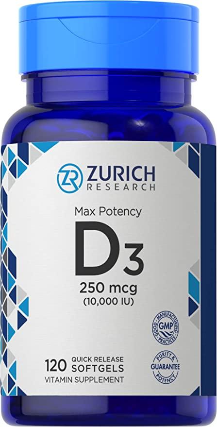 Витамин Д-3 Zurich Research Vitamin D3 10000 IU 120 капс.