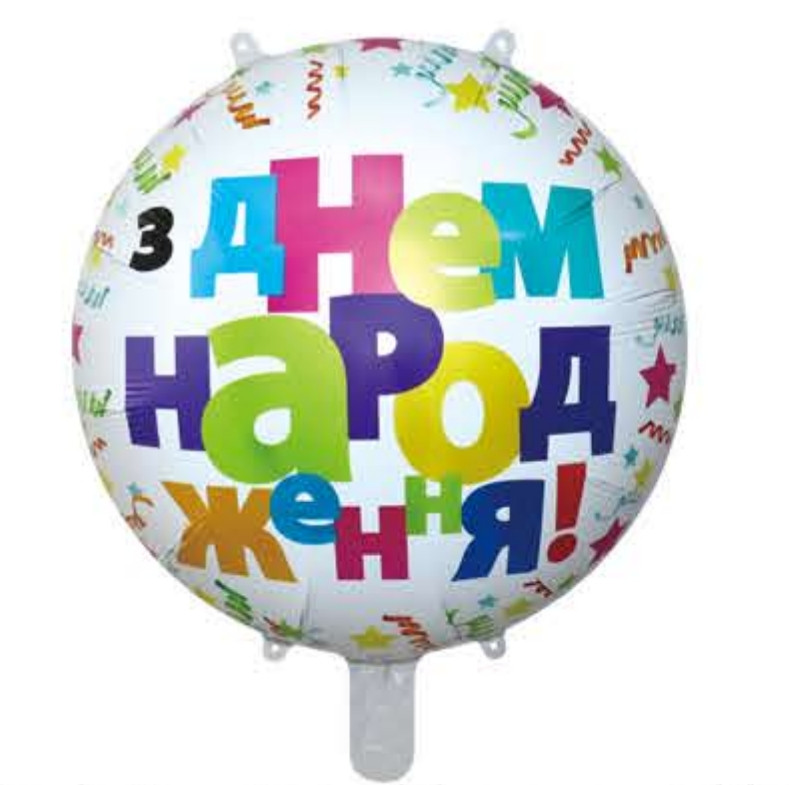 Куля фольгована кругла З Днем народження конфеті (Китай)