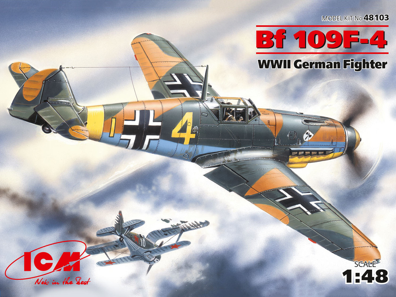 Пластикова модель 1/48 ICM 48103 німецький винищувач Messerschmitt Bf 109F-4, фото 1
