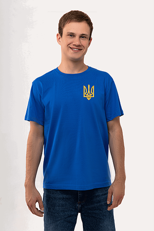 Чоловіча футболка з вишивкою Тризуб, синя