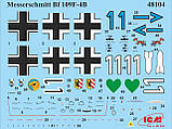 Пластикова модель 1/48 ICM 48105 німецький винищувач Messerschmitt Bf 109F-4Z/Trop, фото 7
