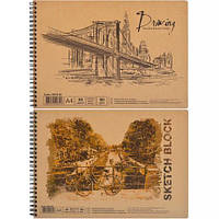 Від 2 шт. Альбом для малювання А4 "KRAFT" 30 аркушів, 90г/м², спіраль купити дешево оптом в інтернет-магазині