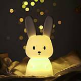 Сенсорний м'який нічник Зайчик Silicone Bunny, акумулятор 1200 мАг, 20 см, фото 4