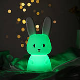 Сенсорний м'який нічник Зайчик Silicone Bunny, акумулятор 1200 мАг, 20 см, фото 6