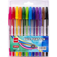 Від 4 шт. Набір ручок кулькових  CL51-12 "КОРВИНА"12 кольорів купити дешево оптом в інтернет-магазині
