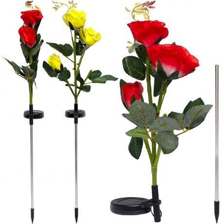Від 2 шт. Садовий ліхтар на сонячній батареї "Троянда" 70см 489-1 купить дешево в интернет магазине