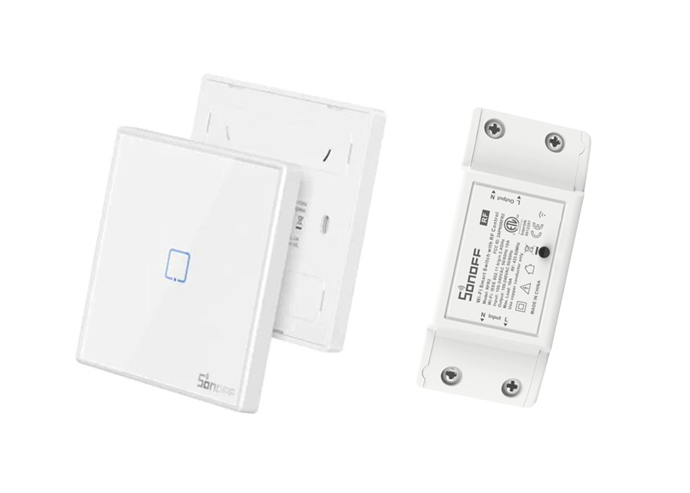 Настінний дистанційний вимикач SONOFF T2EU в комплекті з WIFI реле, Білий колір, Один канал управління