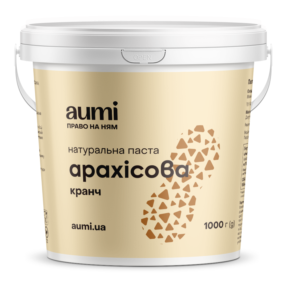 Арахисовая паста КРАНЧ, 1кг, ведро, с хрустящими кусочками арахиса ...