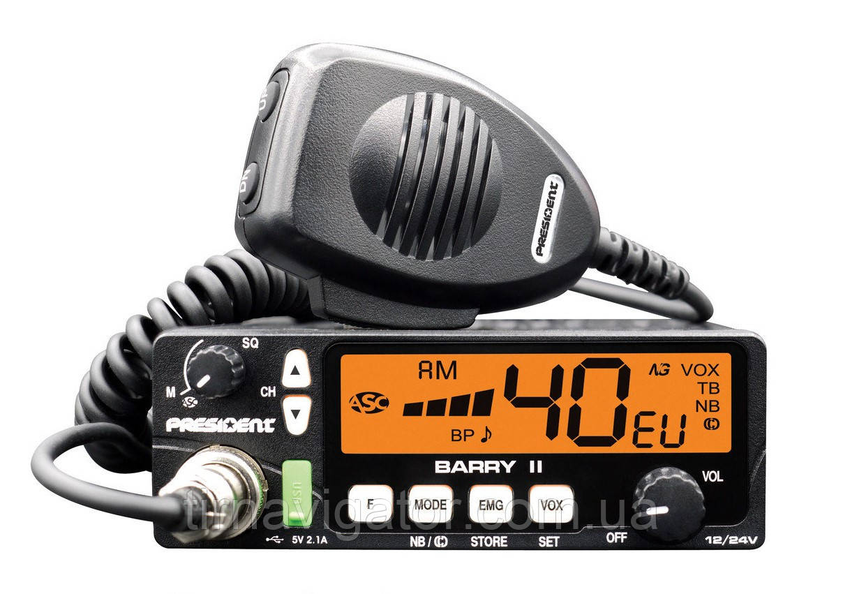 Радіостанція PRESIDENT BARRY II VOX USB ASC AM/FM 0/5 12/24В