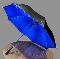 Большой стильный яркий зонт-трость полуавтомат 120 см Синий