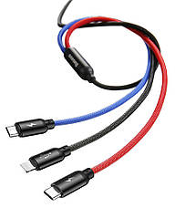 Кабель для зарядки телефона/ смартфона Baseus USB-Micro+Lightning+Type-C 3.5 А 30 см (CAMLT-ASY01), фото 3