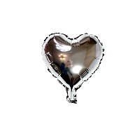 Воздушный шар для декора 10 в виде сердца, серебро (металлик)