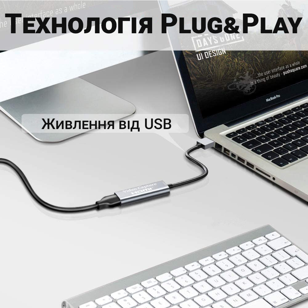 Внешняя видео карта видеозахвата HDMI - USB для стримов, записи экрана и оцифровки видео Addap VCC-02 - фото 6 - id-p1573649950