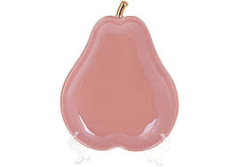 Тарілка порцелянова Груша 21см, колір - рожевий перламутр із золотом - 2 шт УПАКОВКА ТОВАР ВІД ВИРОБНИКА