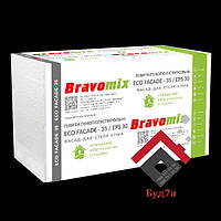 Пінопласт BRAVOMIX
ЕCO FACADE – 35 / EPS 30 | Вага: 9кг/м3 ±5%