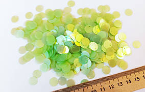 Блискітки, паєтки, лелітки 10 мм ( з верхнім зміщеним отвором ) упаковка 2 г. ( 50-60 шт) Індія. Салатовый хамелион