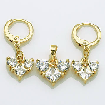 XUPING M&L Комплект Позолота 18к Сережки Висота 2.8см Ширина 1.1см, Кулон Висота 1.7см Ширина 1.3см