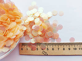 Блискітки, паєтки, лелітки 10 мм ( з верхнім зміщеним отвором ) упаковка 2 г. ( 50-60 шт) Індія. Персиковийй хамелион