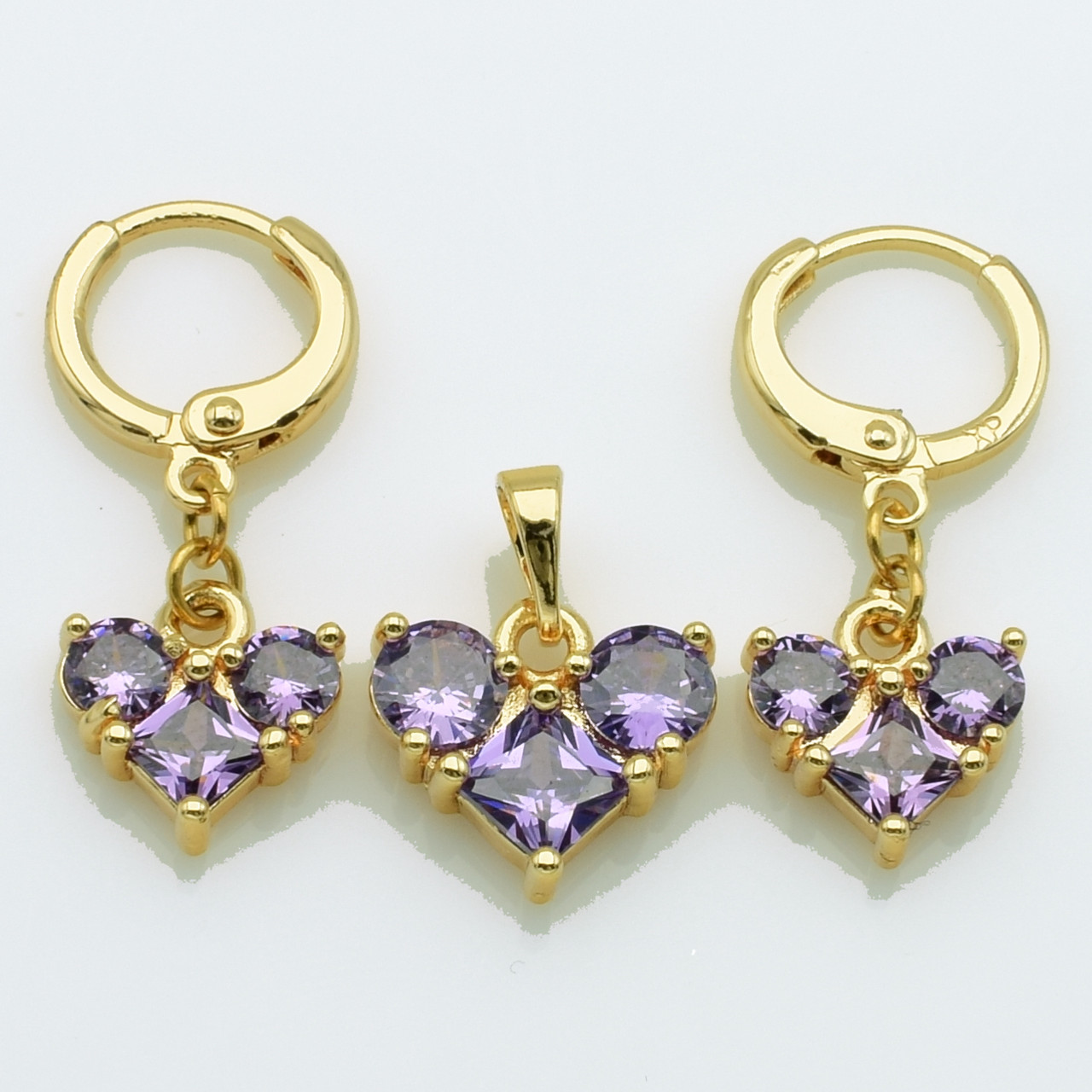 XUPING M&L Комплект Позолота 18к Сережки Висота 2.8см Ширина 1.1см, Кулон Висота 1.7см Ширина 1.3см, фото 1