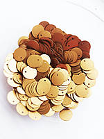 Блискітки, паєтки, лелітки 10 мм ( з верхнім зміщеним отвором ) упаковка 2 г. ( 50-60 шт) Індія. Золотисті матові