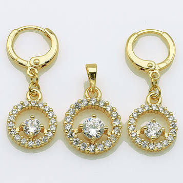 XUPING M&L Комплект Позолота 18к Сережки Висота 3.1см Ширина 1.1см, Кулон Висота 2.2см Ширина 1.3см