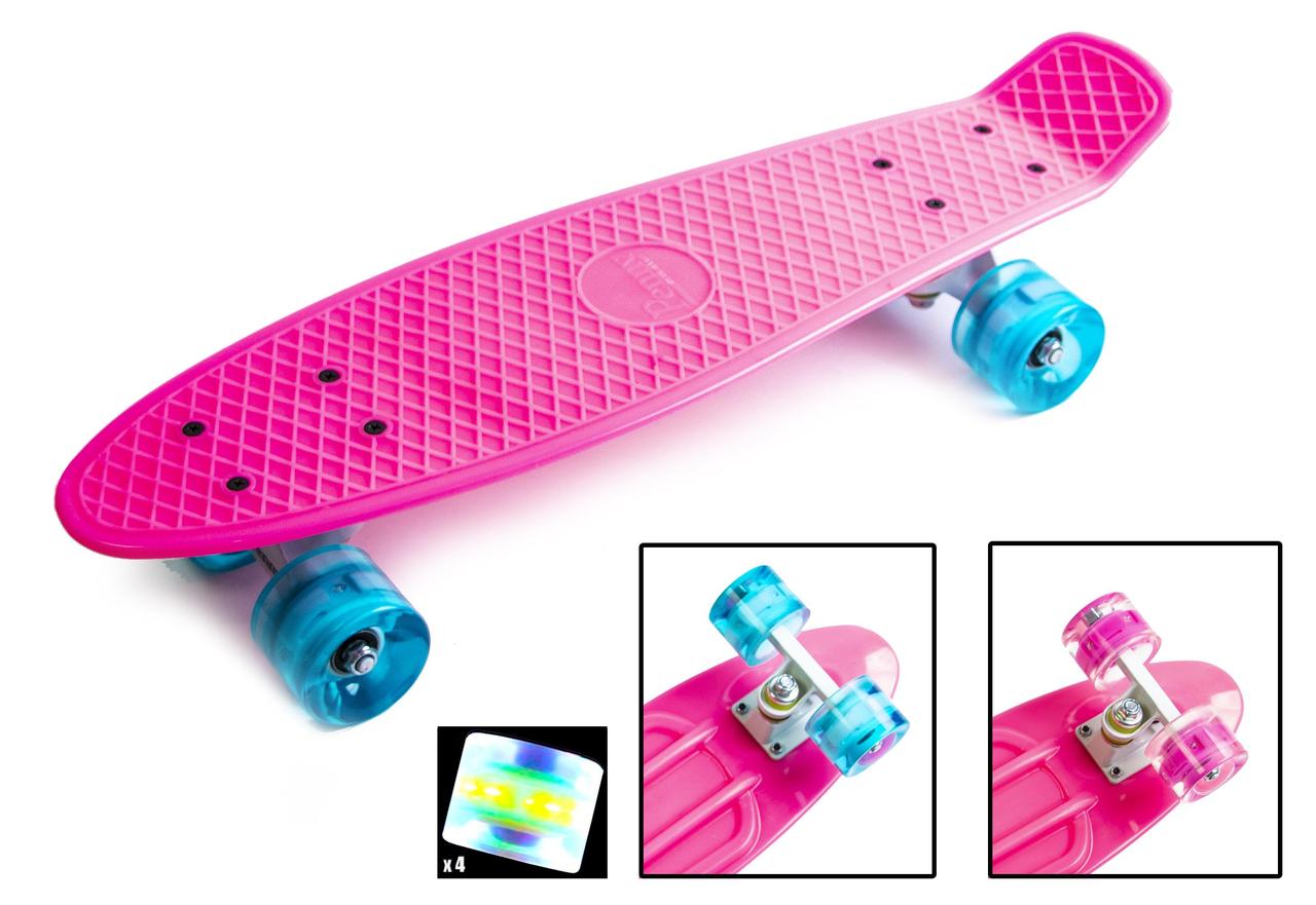 Набор СкейтБорд Penny Board. PINK + защитная экипировка. Колеса светятся при катании! - фото 3 - id-p1573711740