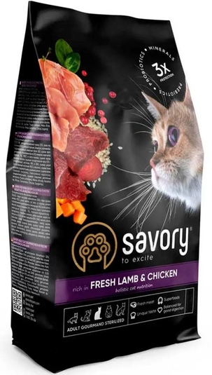 Savory Adult Cat Steril Fresh Lamb & Chicken 0,4кг сухий корм зі свіжим м’ясом ягняти і курки для котів