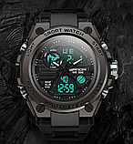 Зовнішній електронно-стрільний годинник чоловічий спортивний із каучуковим ремінцем із секундоміром, фото 2