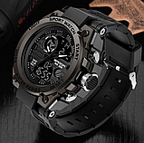 Зовнішній електронно-стрільний годинник чоловічий спортивний із каучуковим ремінцем із секундоміром, фото 3