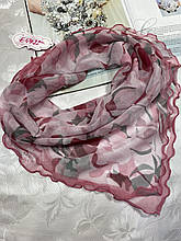 Шовкова рожево-сіра хустка шийна 60х60 см (кв.18)