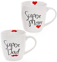 577-525 Кружка фарфоровая "Моя супер семья" 520мл "Super Dad" & "Super Mom"