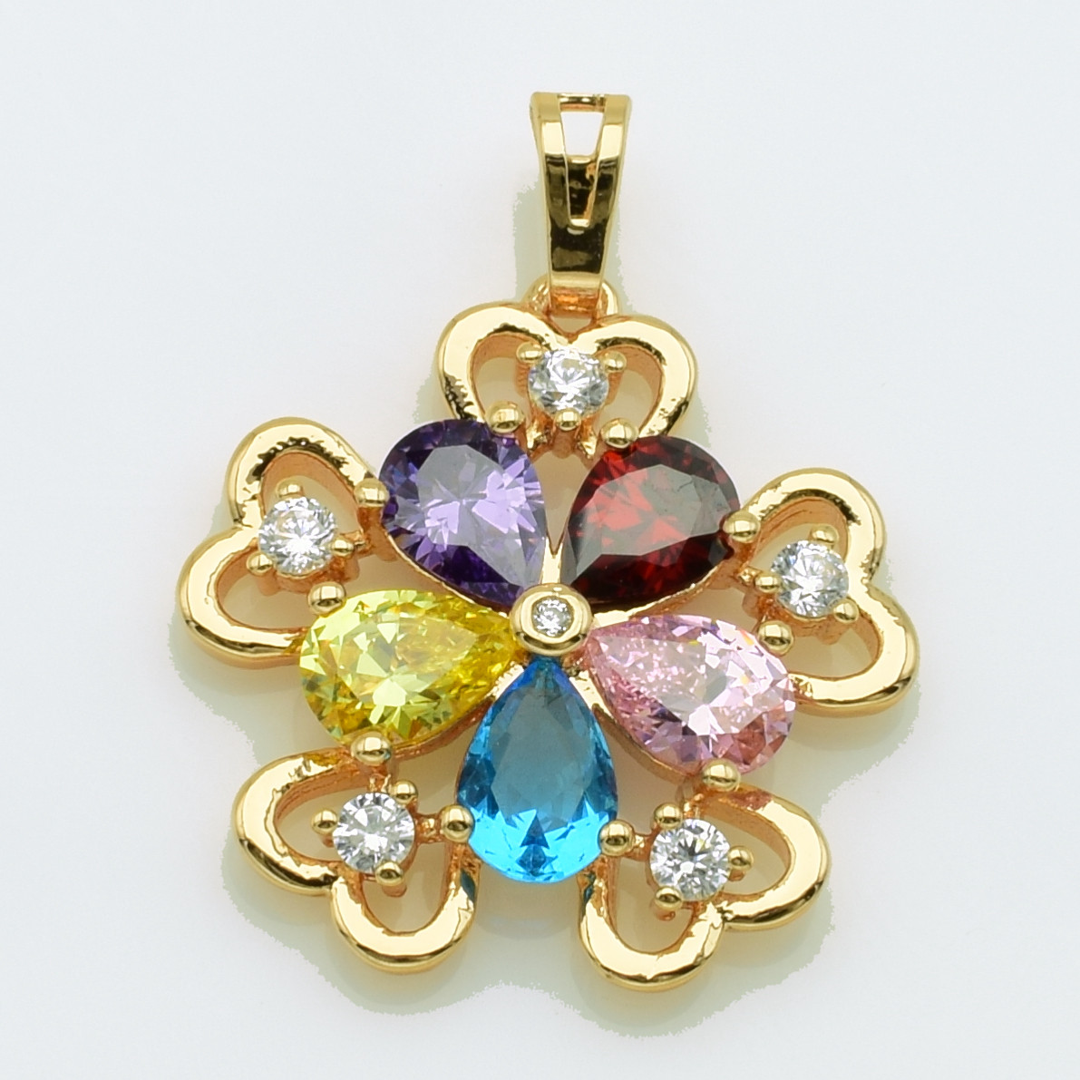 XUPING M&L Кулон Позолота 18к з різнокольоровими цирконами Висота 3см, Ширина 2.4см, фото 1