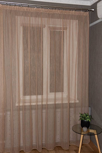 Купить Тюль под лён однотонный с утяжелителем, цвет кофейный. Турецкая ...