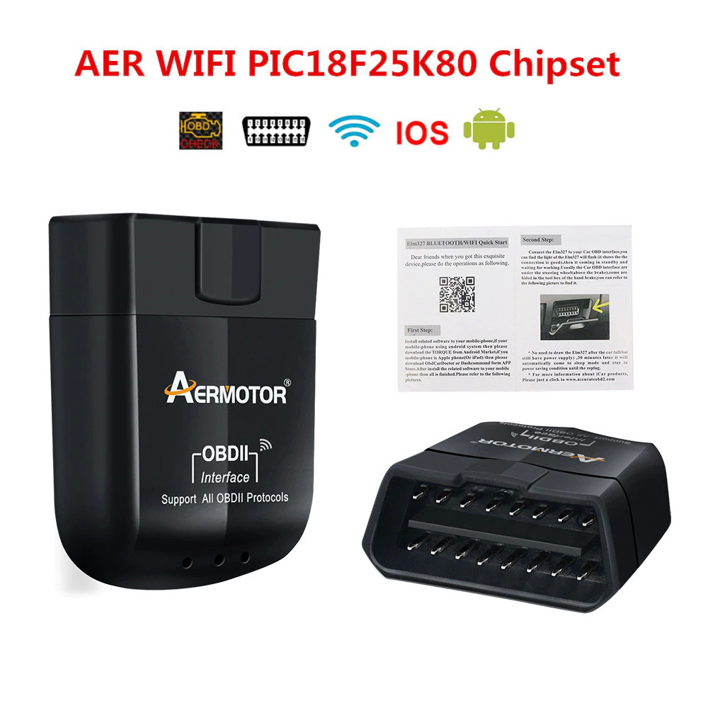 Диагностический Сканер AERMOTOR ELM327 WiFi OBD2 V1.5 Для IOS И.