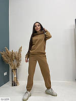 Прогулочный костюм женский спортивный удобный теплый на флисе толстовка и штаны р-ры 42-46 арт.  523, фото 1