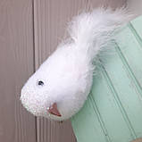 Пташка біла 20 см із хвостиком велика., фото 3