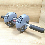 Фітнес тренажер для преса Power Stretch Roller з автоматичним відскоком з двома колесами, фото 4