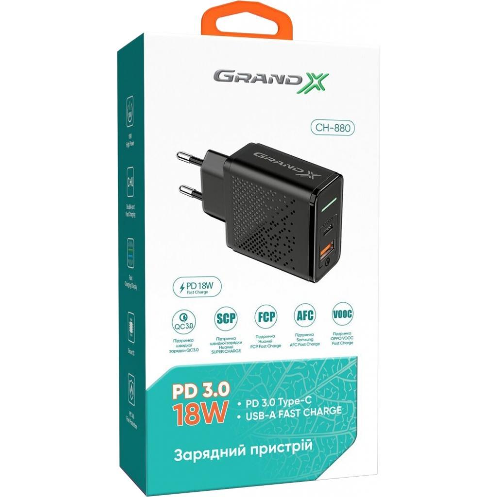 Зарядное устройство Grand-X Fast Сharge 6-в-1 PD 3.0, QС3.0, AFC,SCP,FCP,VOOC 1USB+1Type (CH-880) - фото 5 - id-p1573789029