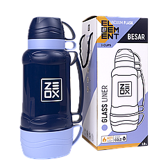 Термос Zeox Besar 1.8 л 3 чашки колба зі скла