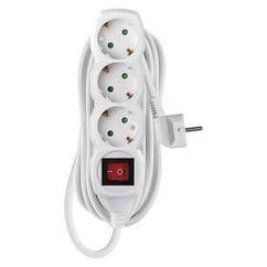 Фільтр живлення Emos (P1325R) з вимикачем, 3 розетки, 1.5 мм2, 5 м, White