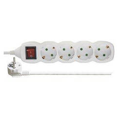 Фільтр живлення Emos (P1425R) з вимикачем, 4 розетки, 1.5 мм2, 5 м, White