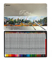 Акварельные карандаши Marco Raffine 7120-36TN Марко 36 цветов в металл пенале +кисточка