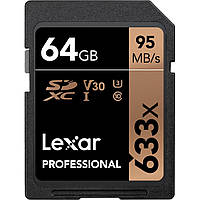 Карта пам'яті Lexar 64GB SDXC class 10 UHS-I U3 V30 633x Professional (LSD64GCB633)