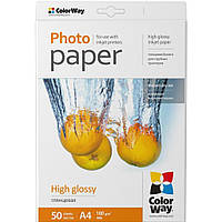 Бумага ColorWay A4 180г glossy 50л (PG180050A4)