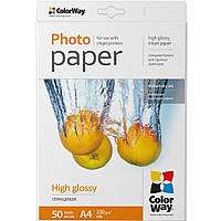 Бумага ColorWay A4 230г Glossy 50c (PG230050A4)