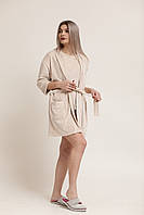 Халат плюшевий середній довжини Молочний т.м lekol