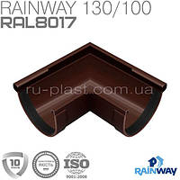 Кут ринви зовнішній 90° коричневий RAINWAY 130мм