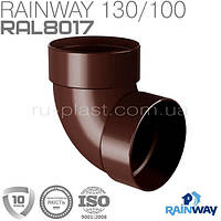 Отвод трубы двухмуфтовый 87° коричневый RAINWAY 100мм