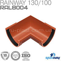 Угол желоба внутренний 90° кирпичный RAINWAY 130мм